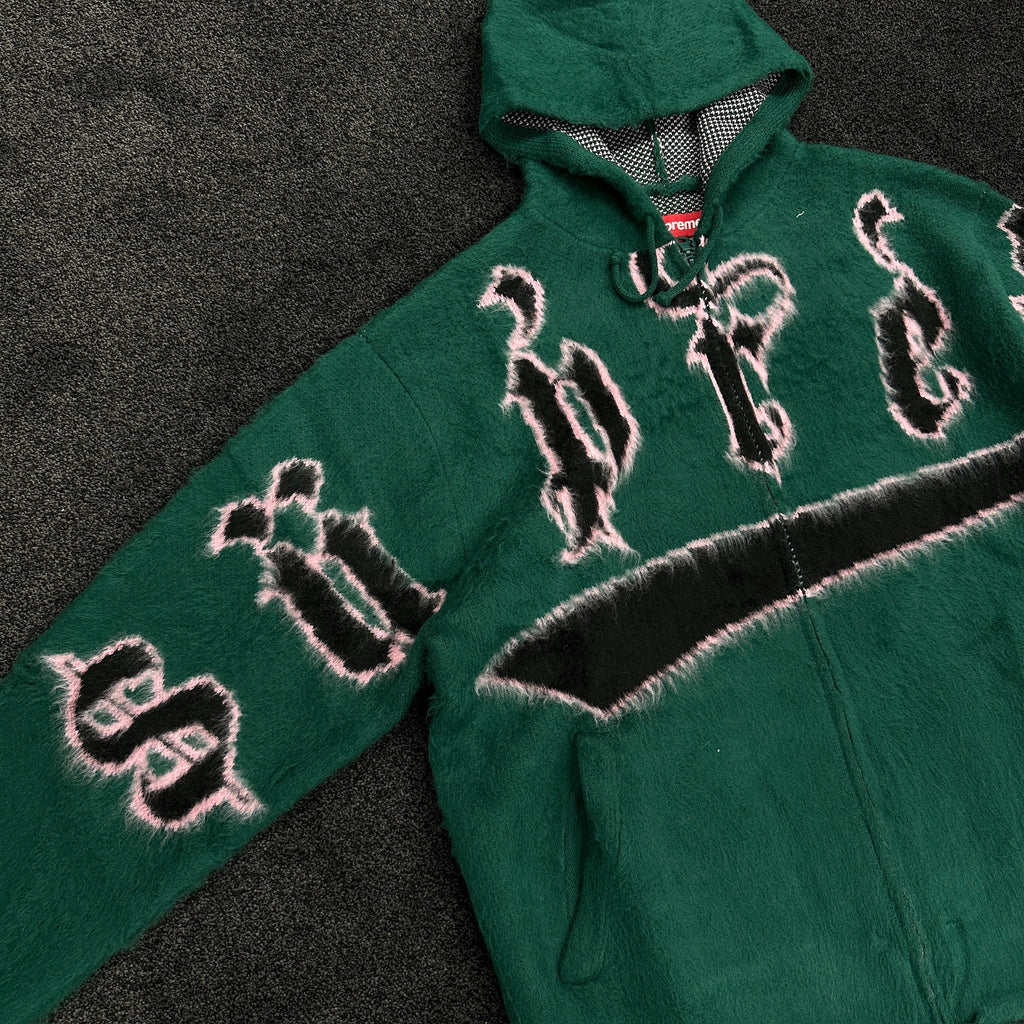 Supreme Brushed Accent Zip Up Hoodie Green (DS)