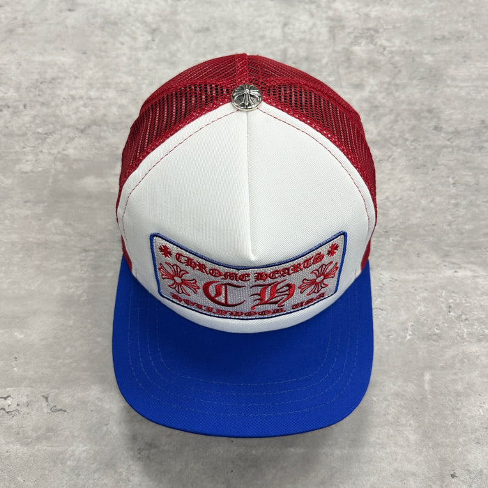 Chrome Hearts 4th July Exclusive CH Hollywood Logo Trucker Red White Blue (DS)