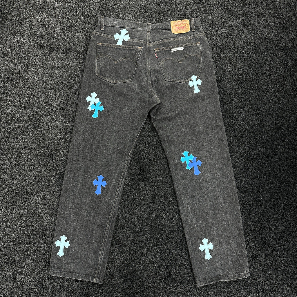 Chrome Hearts Cross Patch Grey Wash Vintage Denim Jeans Mayfair Exclusive W36 (9/10)