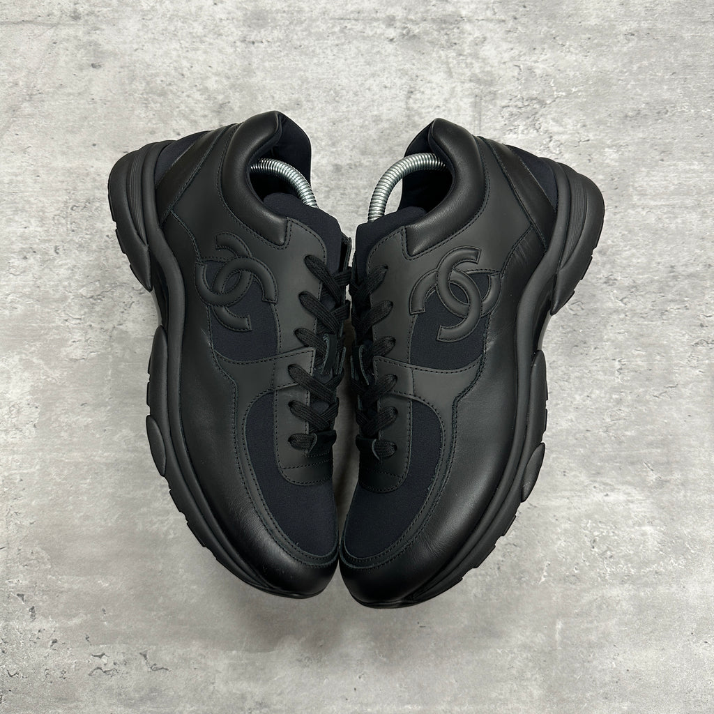 Chanel CC Runners Trainers Black Leather (DS)