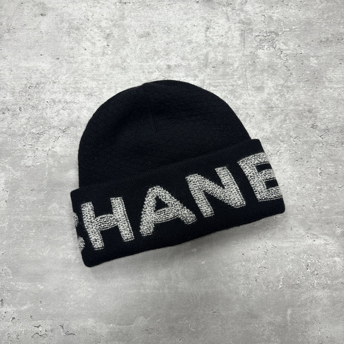 Chanel Laine & Cashmere Big Logo Beanie Hat (DS)