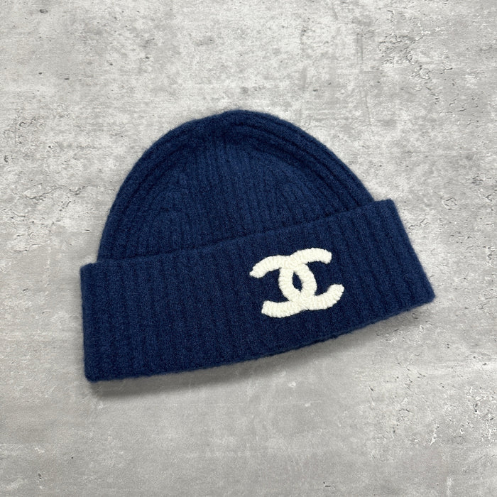 Chanel Silk & Cashmere CC Logo Beanie Hat (DS)