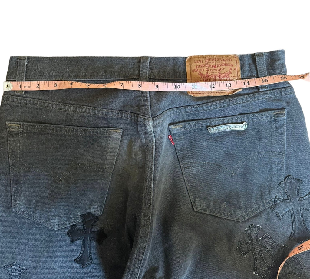 Chrome Hearts Cross Patch Grey Wash Vintage Denim Jeans W27 (DS)