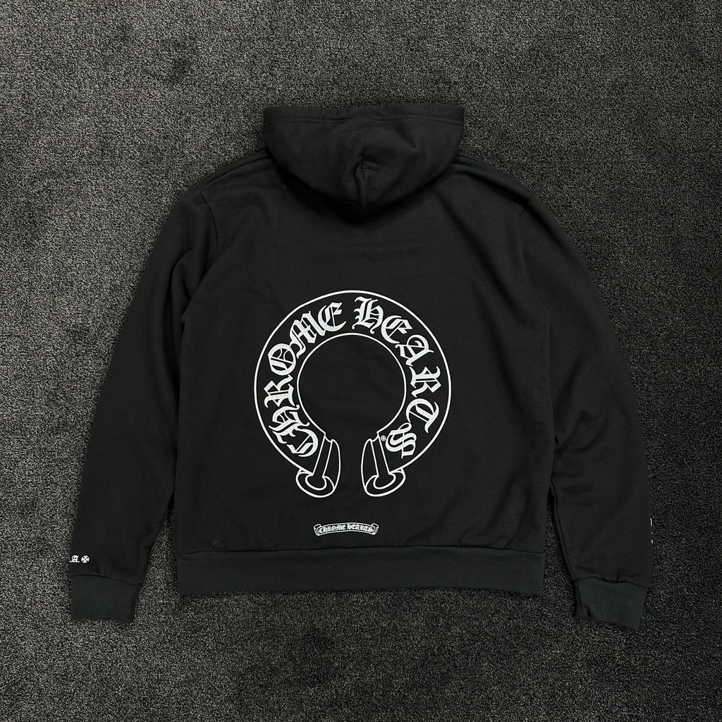 Chrome Hearts Glitter Horseshoe Logo Hoodie Black (DS)