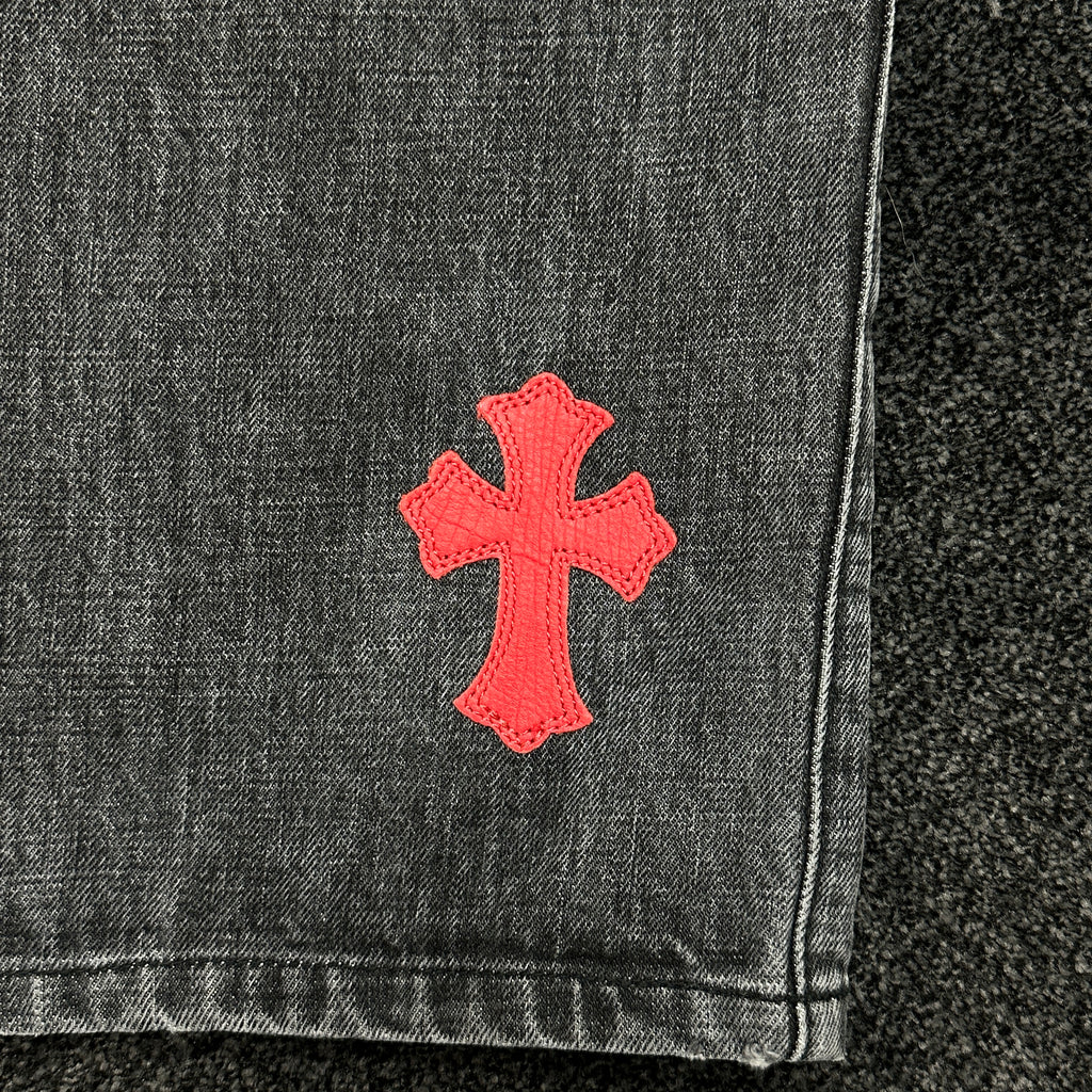 Chrome Hearts Cross Patch Grey Wash Vintage Denim Jeans W30 (DS)