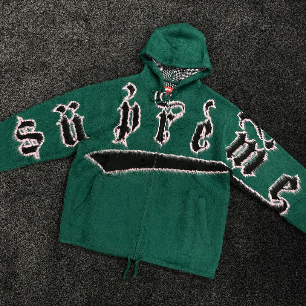 Supreme Brushed Accent Zip Up Hoodie Green (DS)