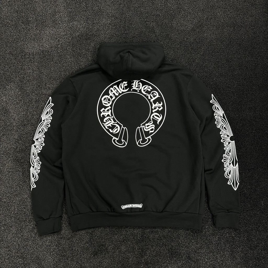 Chrome Hearts Horseshoe Logo Zip Up Hoodie Black (DS)