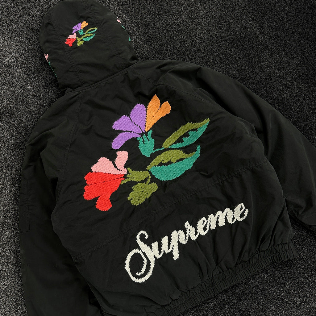 Supreme Needlepoint Flower Logo Jacket Black (DS)