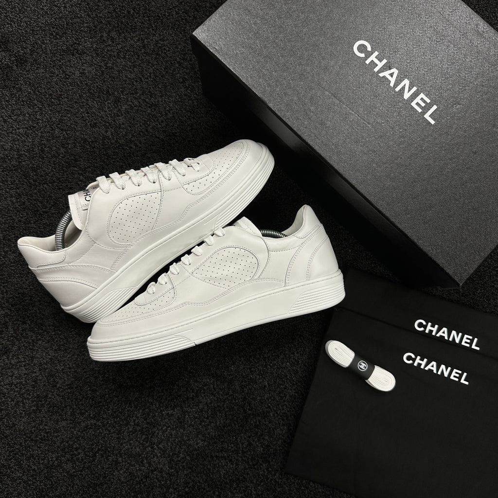 Chanel CC Tennis Trainers White Leather (DS)