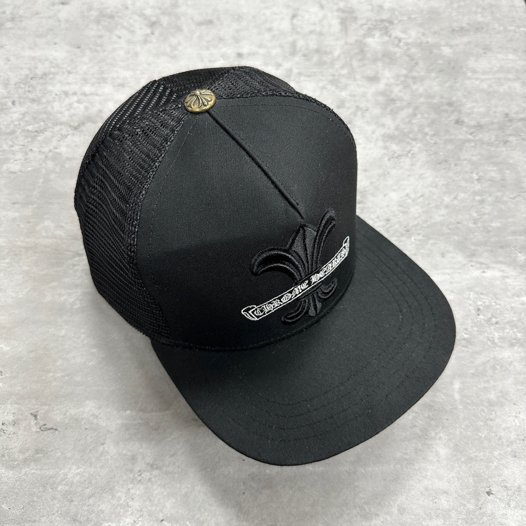 Chrome Hearts Fleur Scroll Logo Trucker Black (DS)