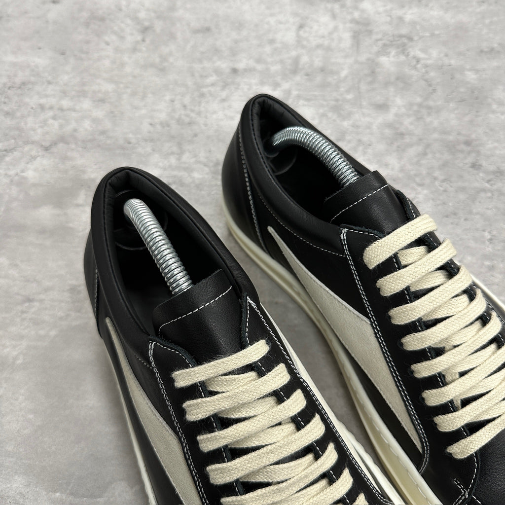 Rick Owens Strobe Black Leather Vintage Low Trainers (DS)