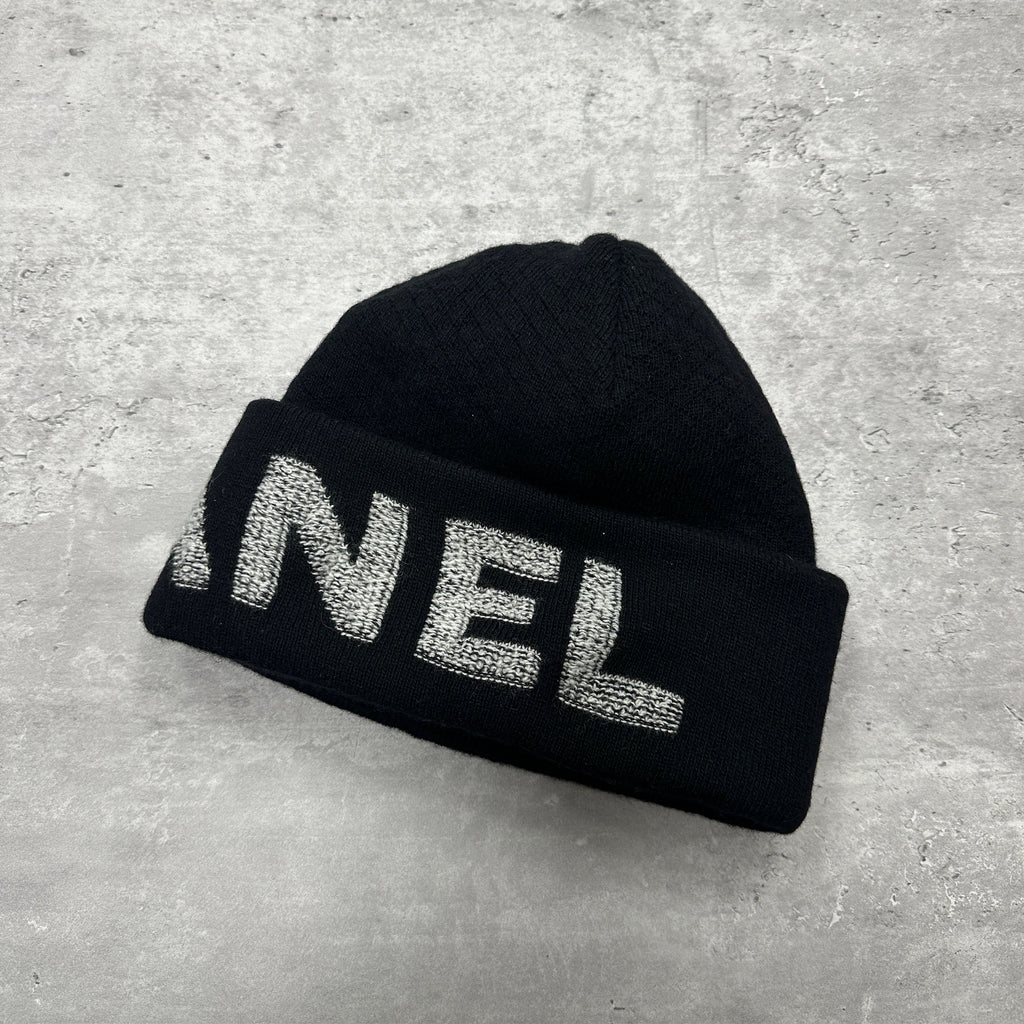 Chanel Laine & Cashmere Big Logo Beanie Hat (DS)