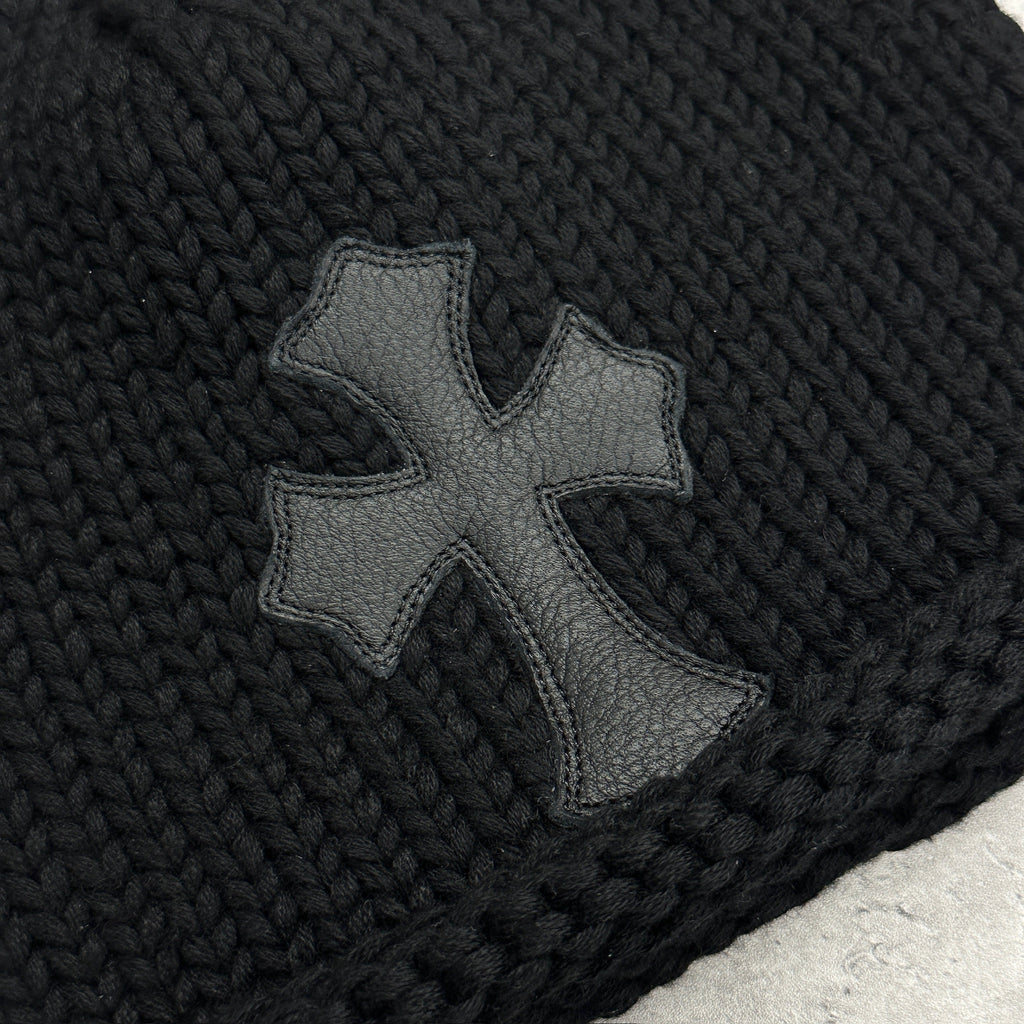 Chrome Hearts Wool Leather Cross Patch Beanie (DS)