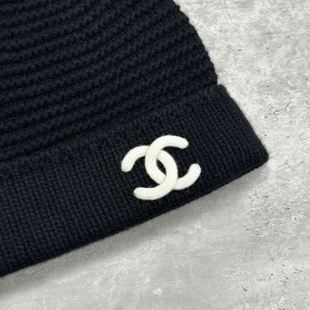 Chanel CC Cashmere Beanie Hat Black (DS)