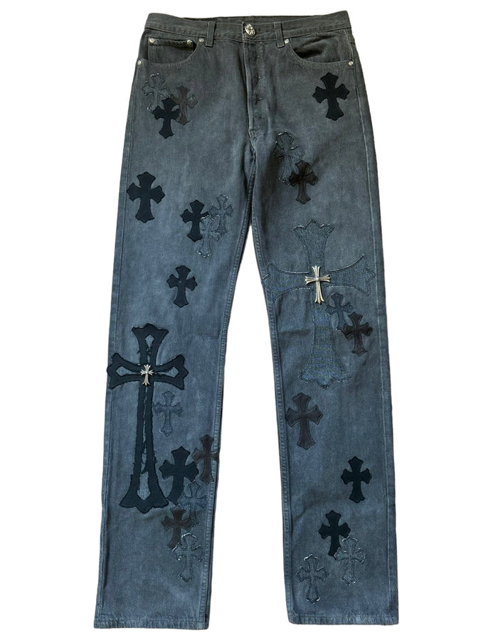 Chrome Hearts Cross Patch Grey Wash Vintage Denim Jeans W27 (DS)