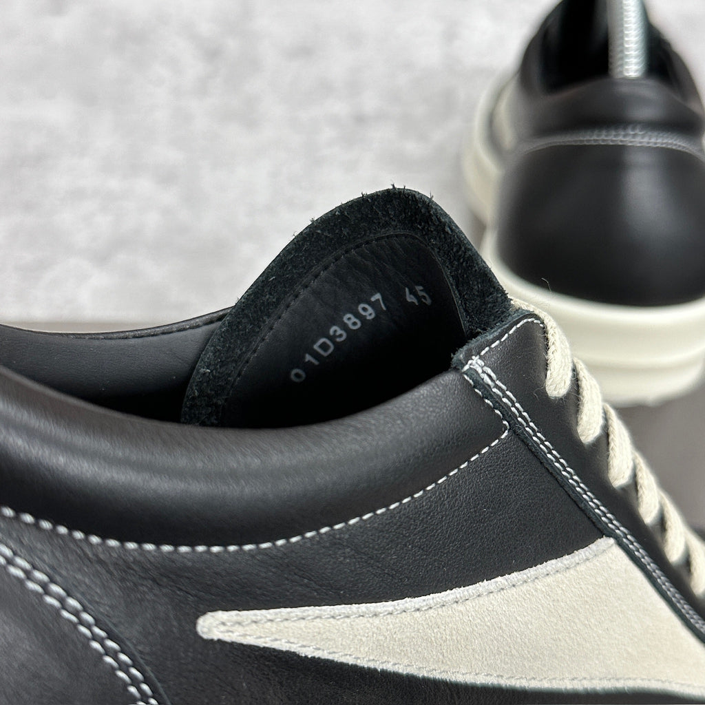 Rick Owens Strobe Black Leather Vintage Low Trainers (DS)