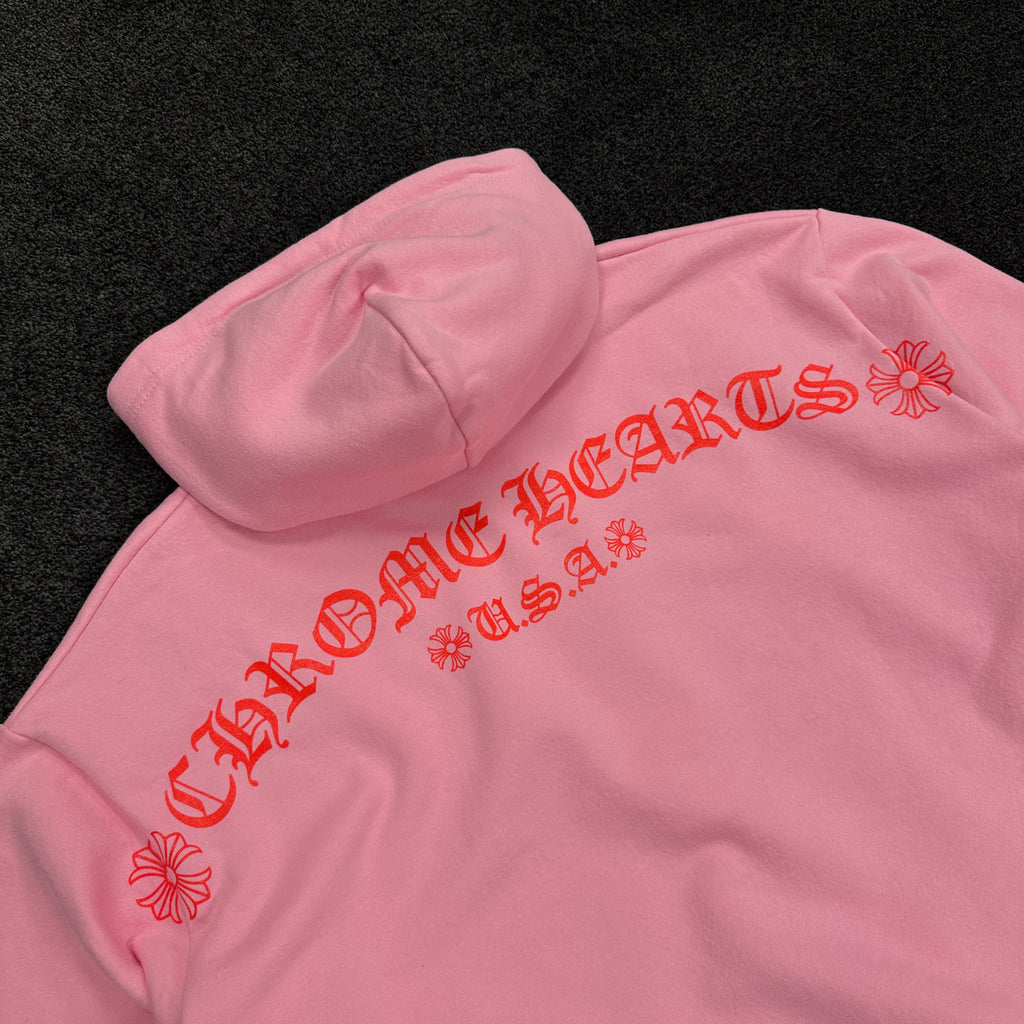 Chrome Hearts T Logo Hoodie Pink (DS)