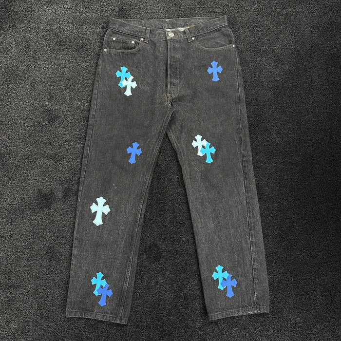 Chrome Hearts Cross Patch Grey Wash Vintage Denim Jeans Mayfair Exclusive W36 (9/10)