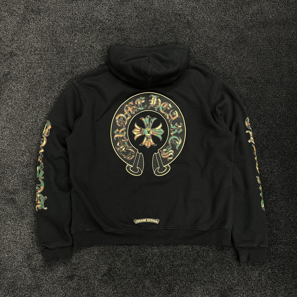 Chrome Hearts Camo Horseshoe Logo Hoodie Black (9/10)