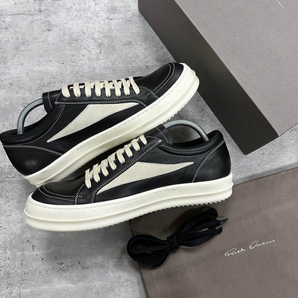 Rick Owens Strobe Black Leather Vintage Low Trainers (DS)