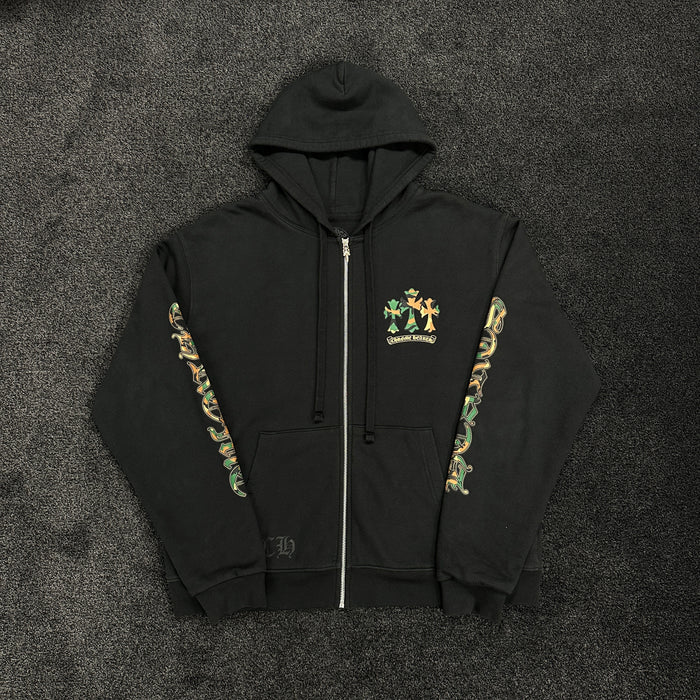 Chrome Hearts Camo Horseshoe Logo Hoodie Black (9/10)