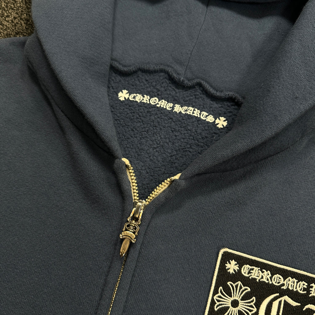 Chrome Hearts CH Patch Logo Zip Up Hoodie Navy (DS)