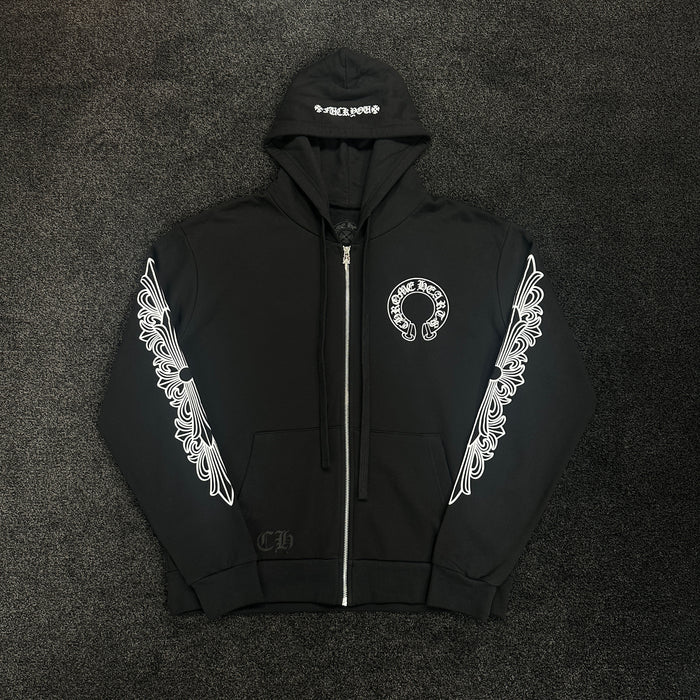 Chrome Hearts Fuck You Horseshoe Logo Zip Up Hoodie Black (DS)