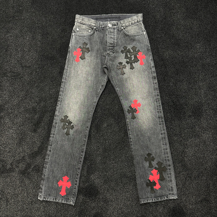 Chrome Hearts Cross Patch Grey Wash Vintage Denim Jeans W30 (DS)