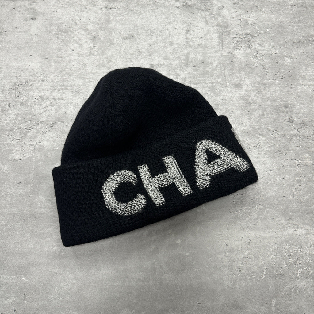 Chanel Laine & Cashmere Big Logo Beanie Hat (DS)