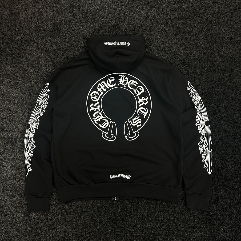 Chrome Hearts Fuck You Horseshoe Logo Zip Up Hoodie Black (DS)