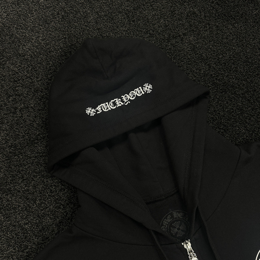 Chrome Hearts Fuck You Horseshoe Logo Zip Up Hoodie Black (DS)