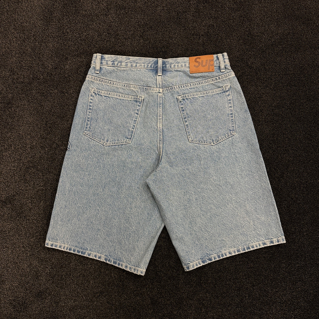 Supreme Script Logo Denim Jean Shorts Blue (DS)