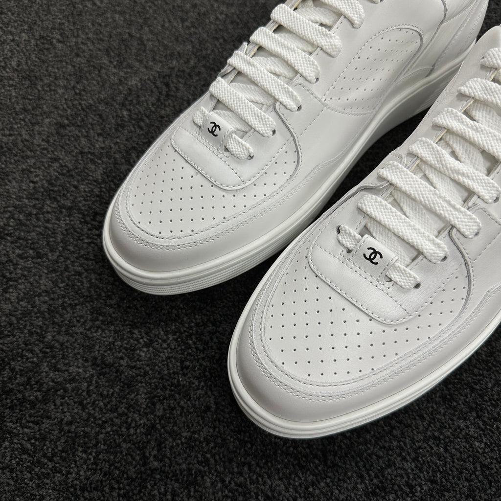 Chanel CC Tennis Trainers White Leather (DS)