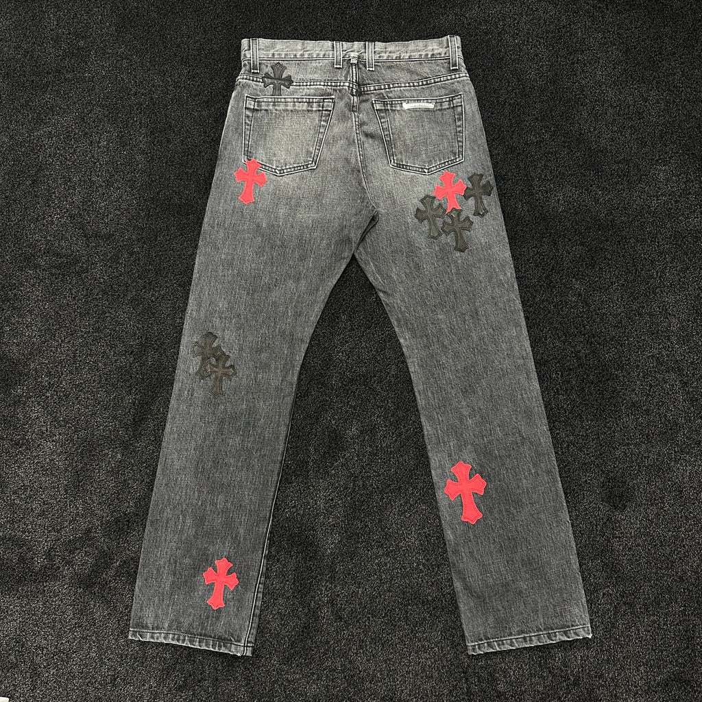 Chrome Hearts Cross Patch Grey Wash Vintage Denim Jeans W30 (DS)