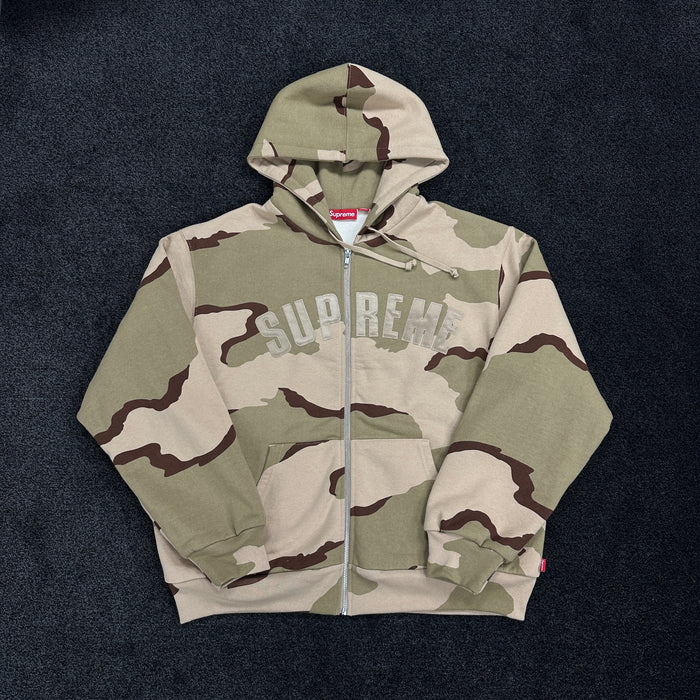 Supreme Thermal Lined Logo Zip Up Hoodie Desert Camo (DS)