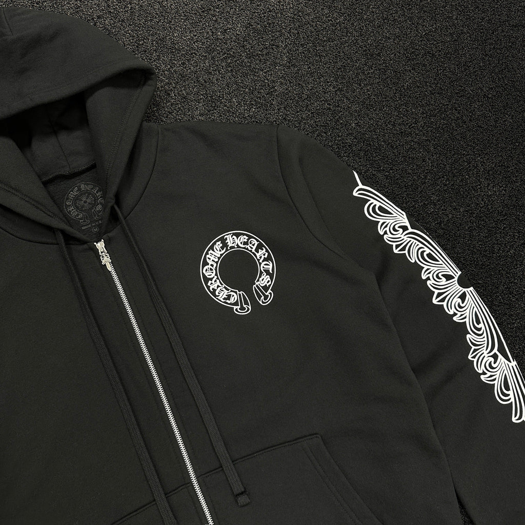 Chrome Hearts Horseshoe Logo Zip Up Hoodie Black (DS)