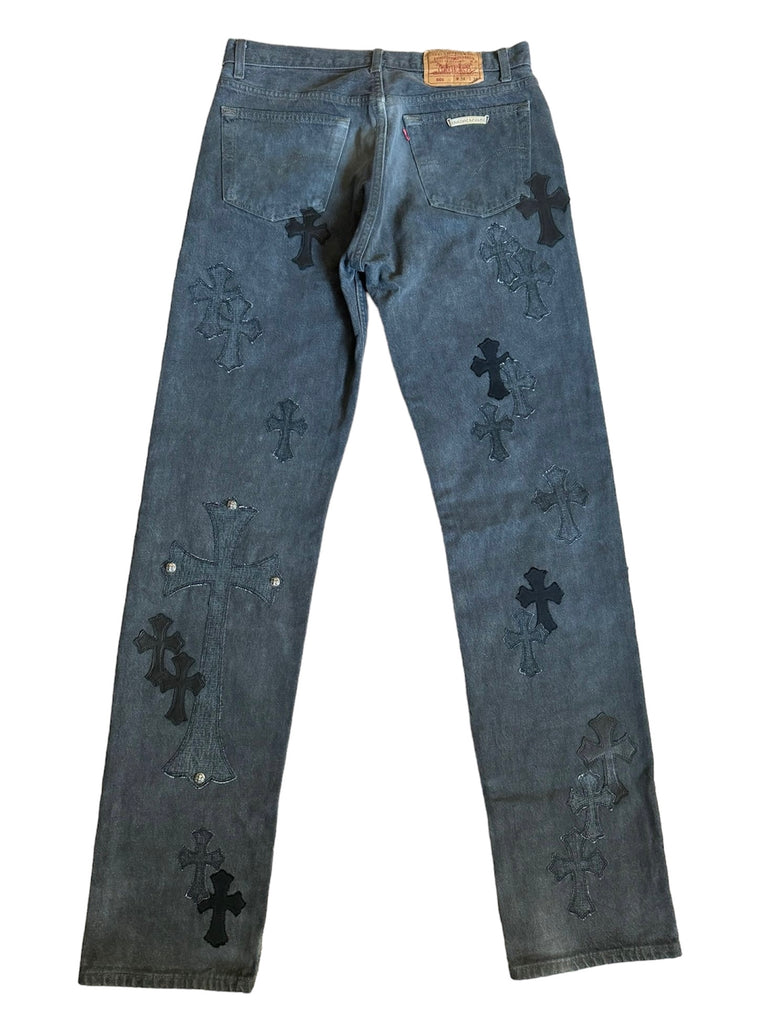 Chrome Hearts Cross Patch Grey Wash Vintage Denim Jeans W27 (DS)