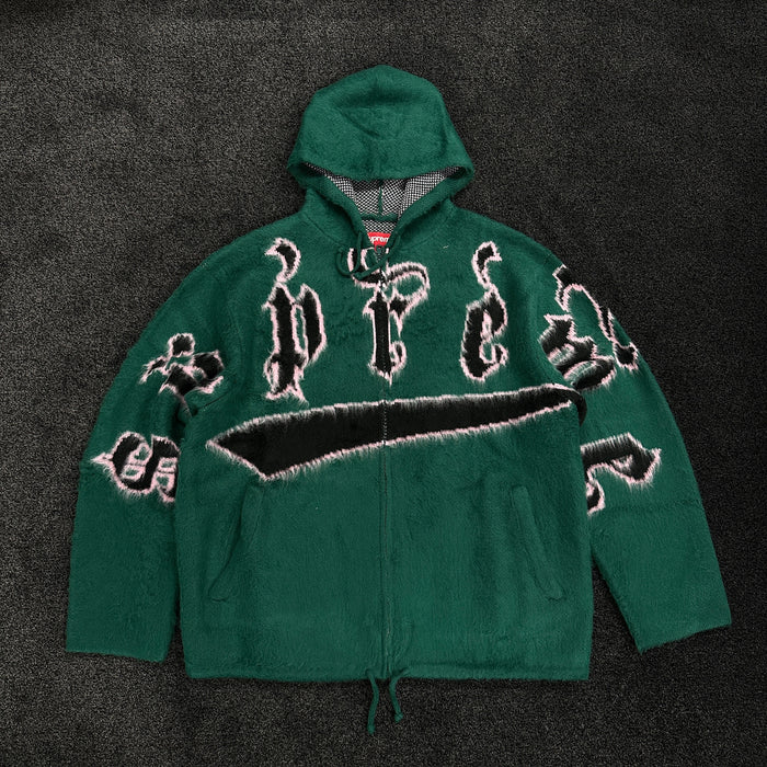 Supreme Brushed Accent Zip Up Hoodie Green (DS)