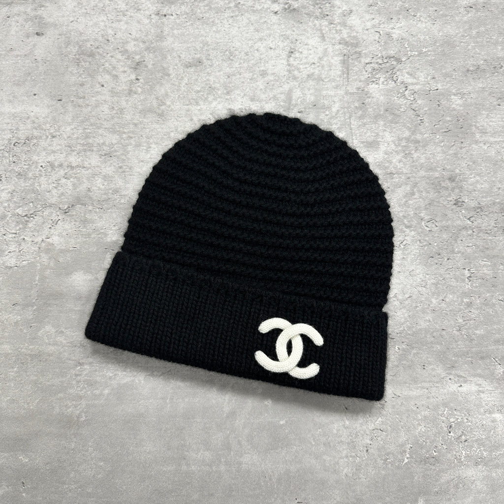 Chanel CC Cashmere Beanie Hat Black (DS)