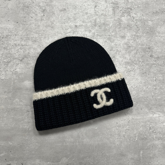 Chanel Wool & Cashmere CC Logo Beanie Hat (DS)