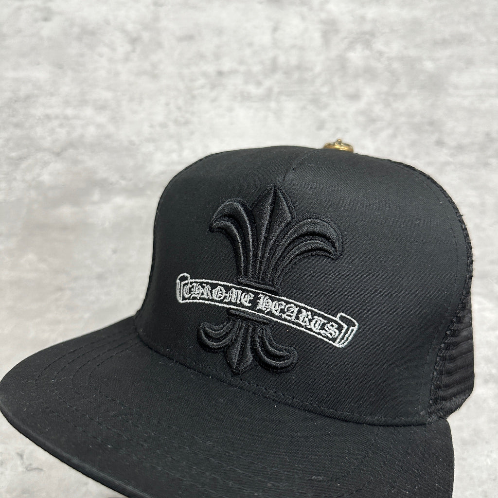 Chrome Hearts Fleur Scroll Logo Trucker Black (DS)