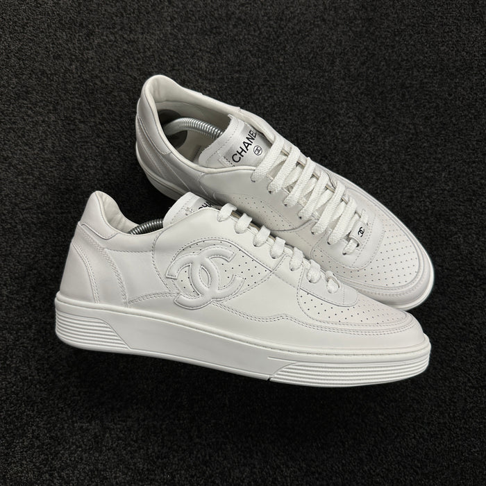 Chanel CC Tennis Trainers White Leather (DS)