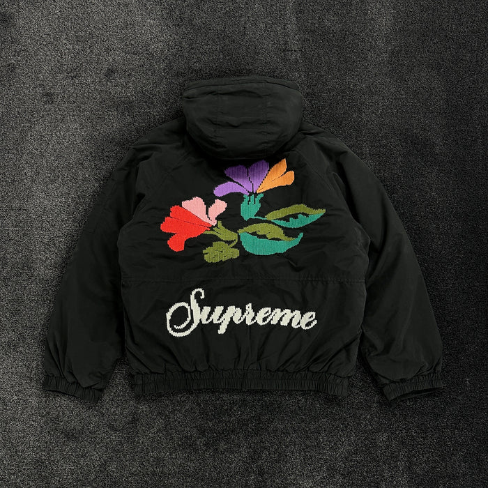 Supreme Needlepoint Flower Logo Jacket Black (DS)