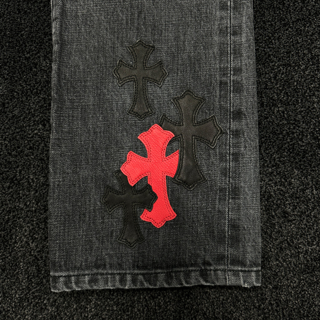 Chrome Hearts Cross Patch Grey Wash Vintage Denim Jeans W30 (DS)