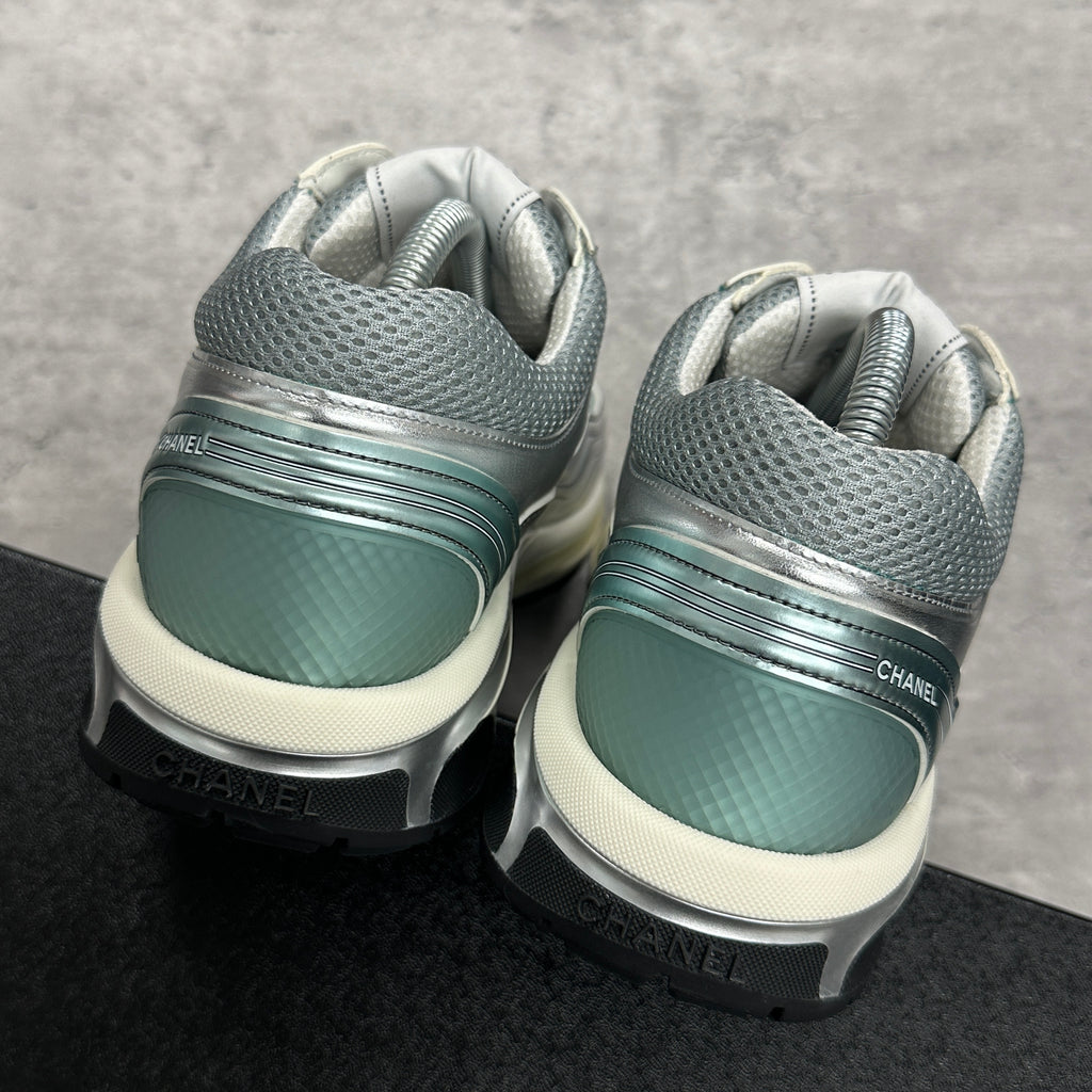 Chanel CC Metallic Trainers Teal (DS)