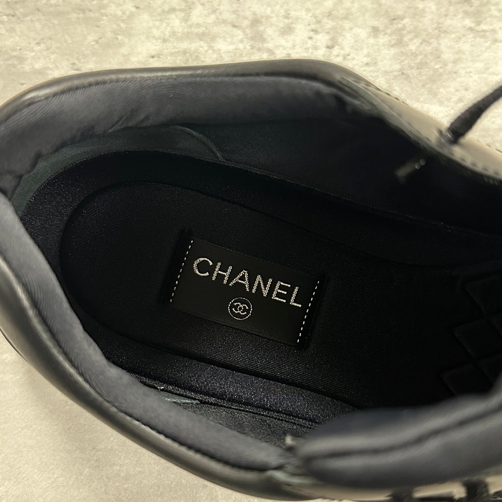 Chanel CC Runners Trainers Black Leather (DS)