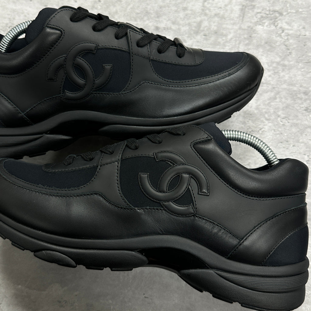 Chanel CC Runners Trainers Black Leather (DS)