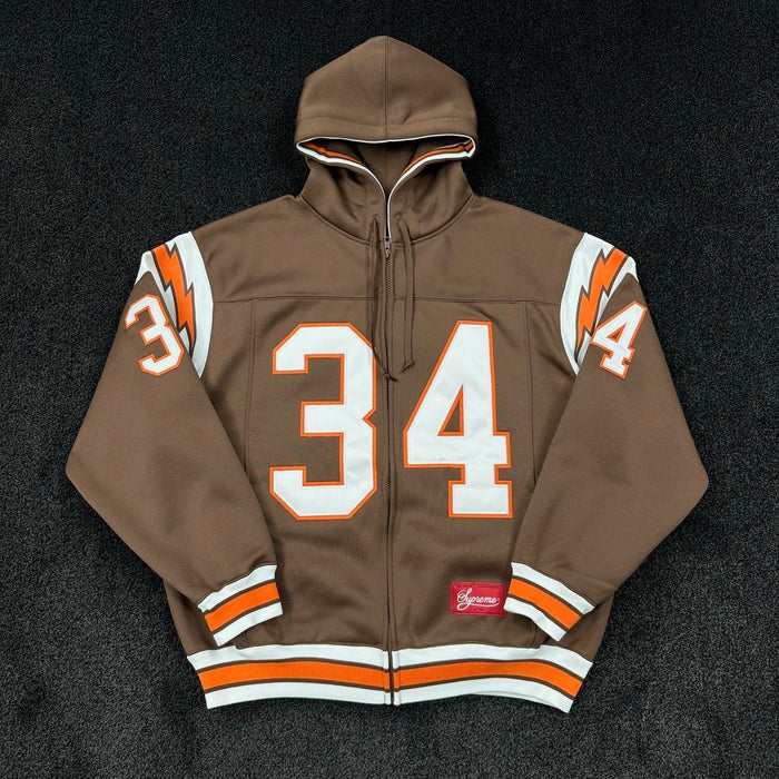 Supreme 34 Football Zip Up Hoodie Brown (DS)