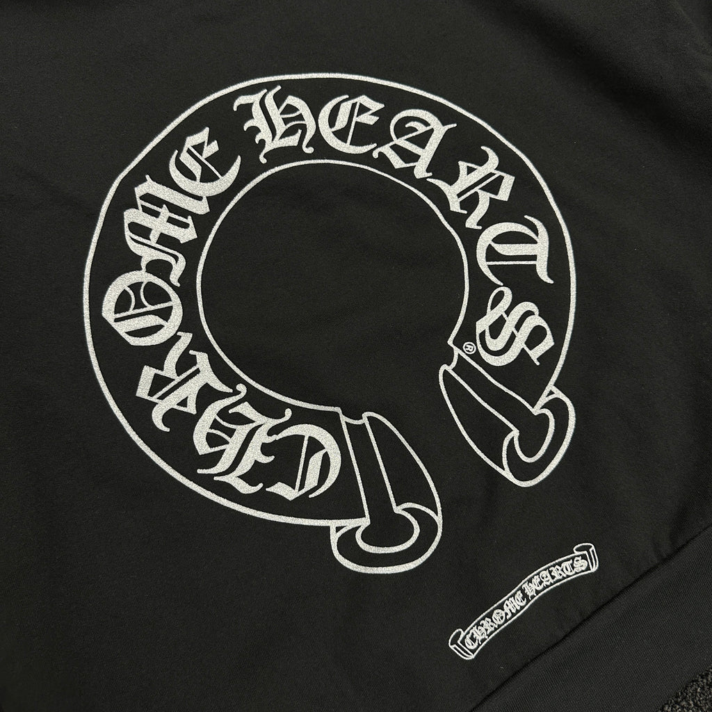 Chrome Hearts Glitter Horseshoe Logo Hoodie Black (DS)