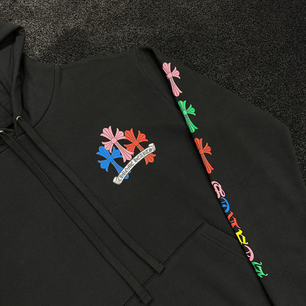 Chrome Hearts Multicolour Cemetery Logo Hoodie Black (DS)